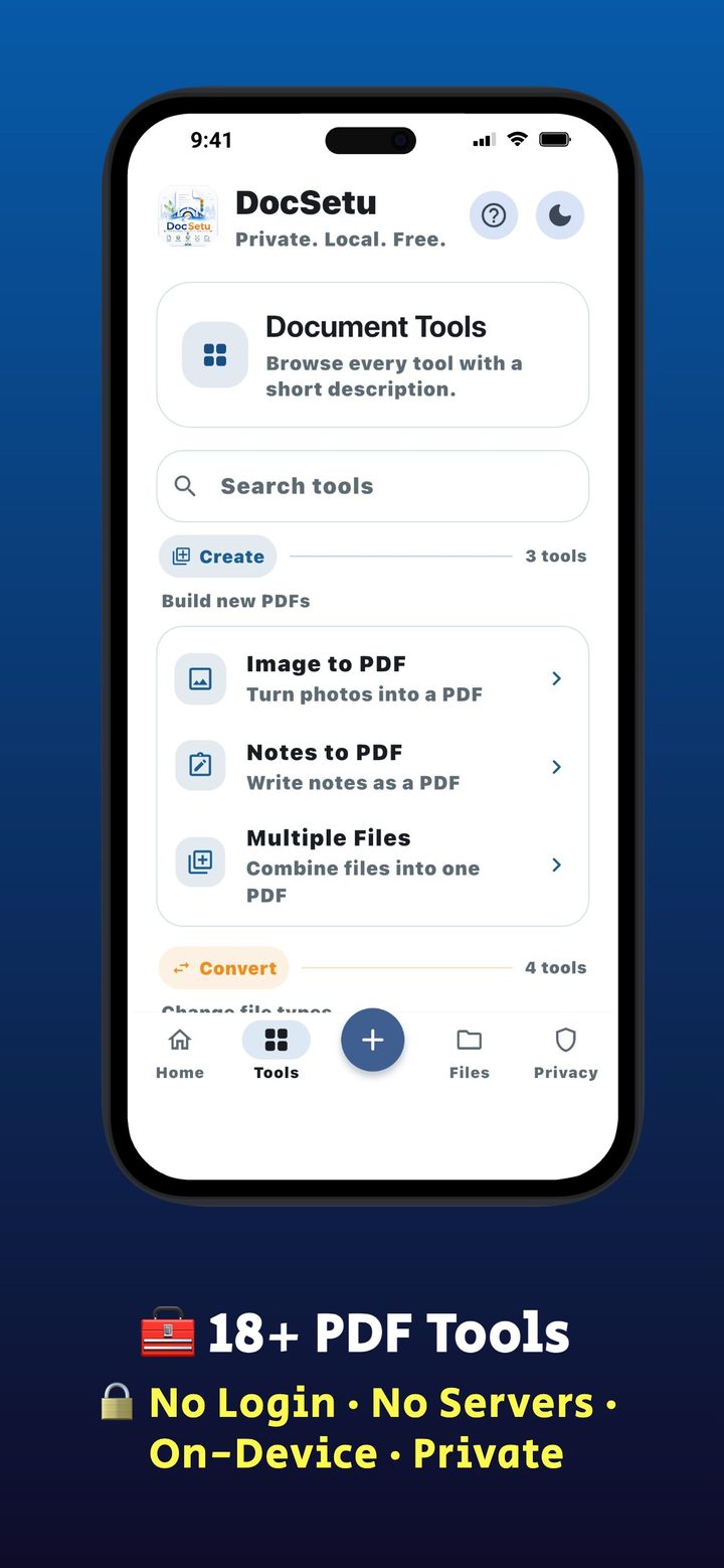 All 18 PDF tools in DocSetu